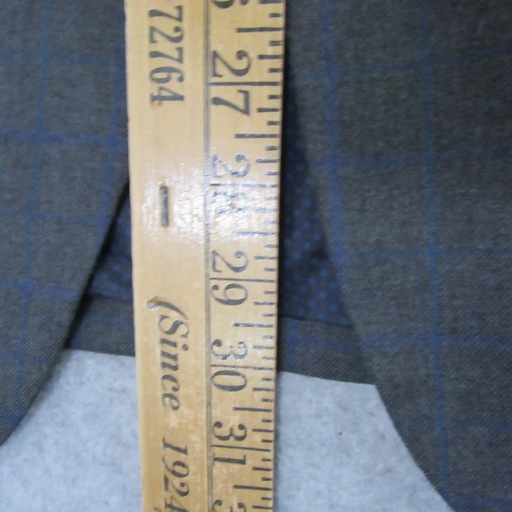 Alan Flusser Sport Coat 40R Gray Blue Windowpane Double Vent‎ Modern